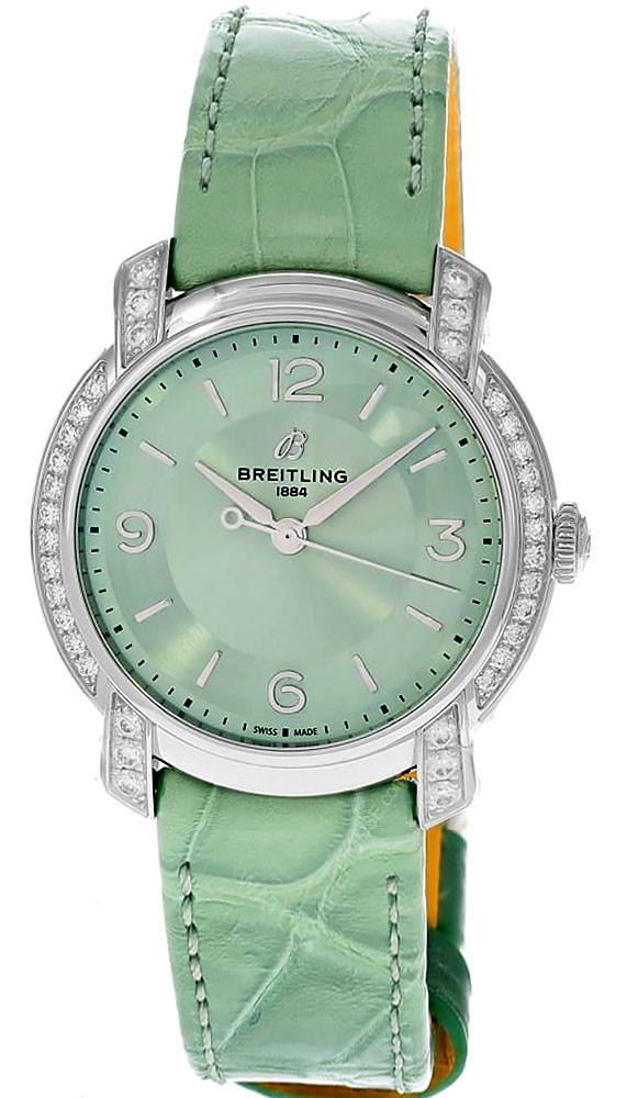 BREITLING Lady Premier Automatic 36MM Green Dial Diamond Bezel