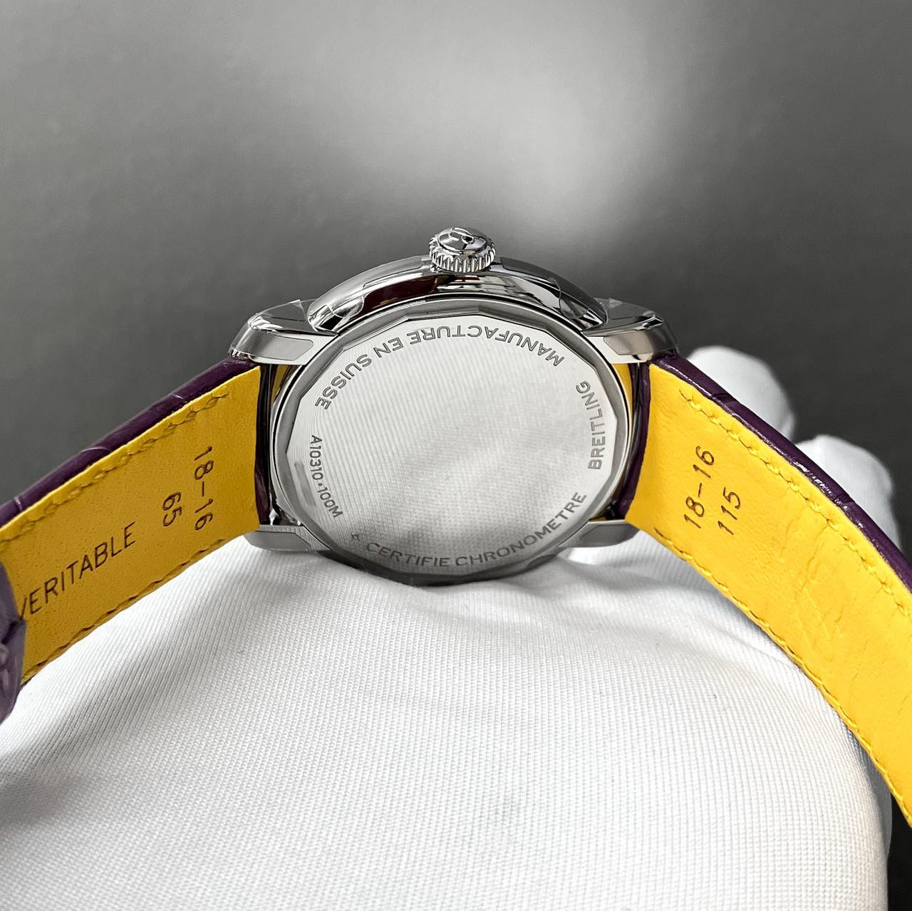 BREITLING Lady Premier Automatic 36MM Purple Dial Leather Women's