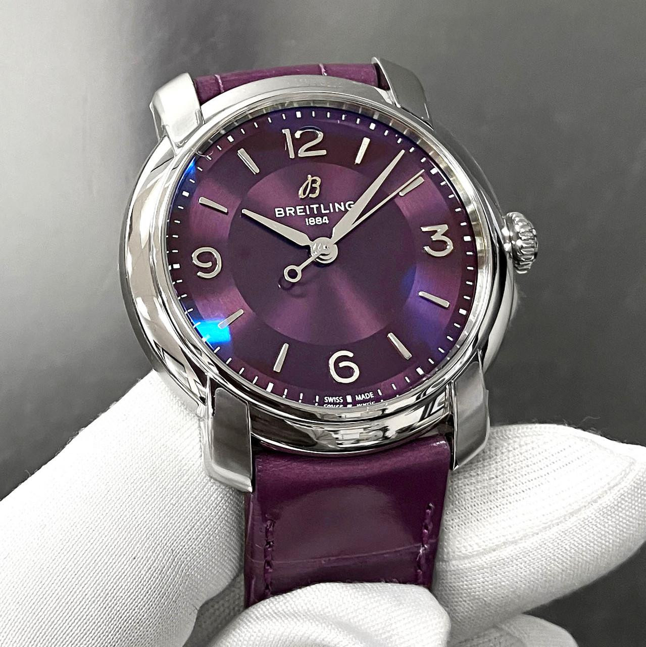 BREITLING Lady Premier Automatic 36MM Purple Dial Leather Women's