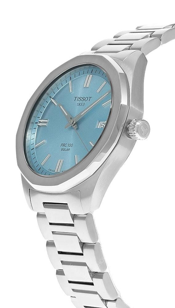 TISSOT PRC 100 Solar Quartz SS 34MM Ice Blue Dial Women's Watch