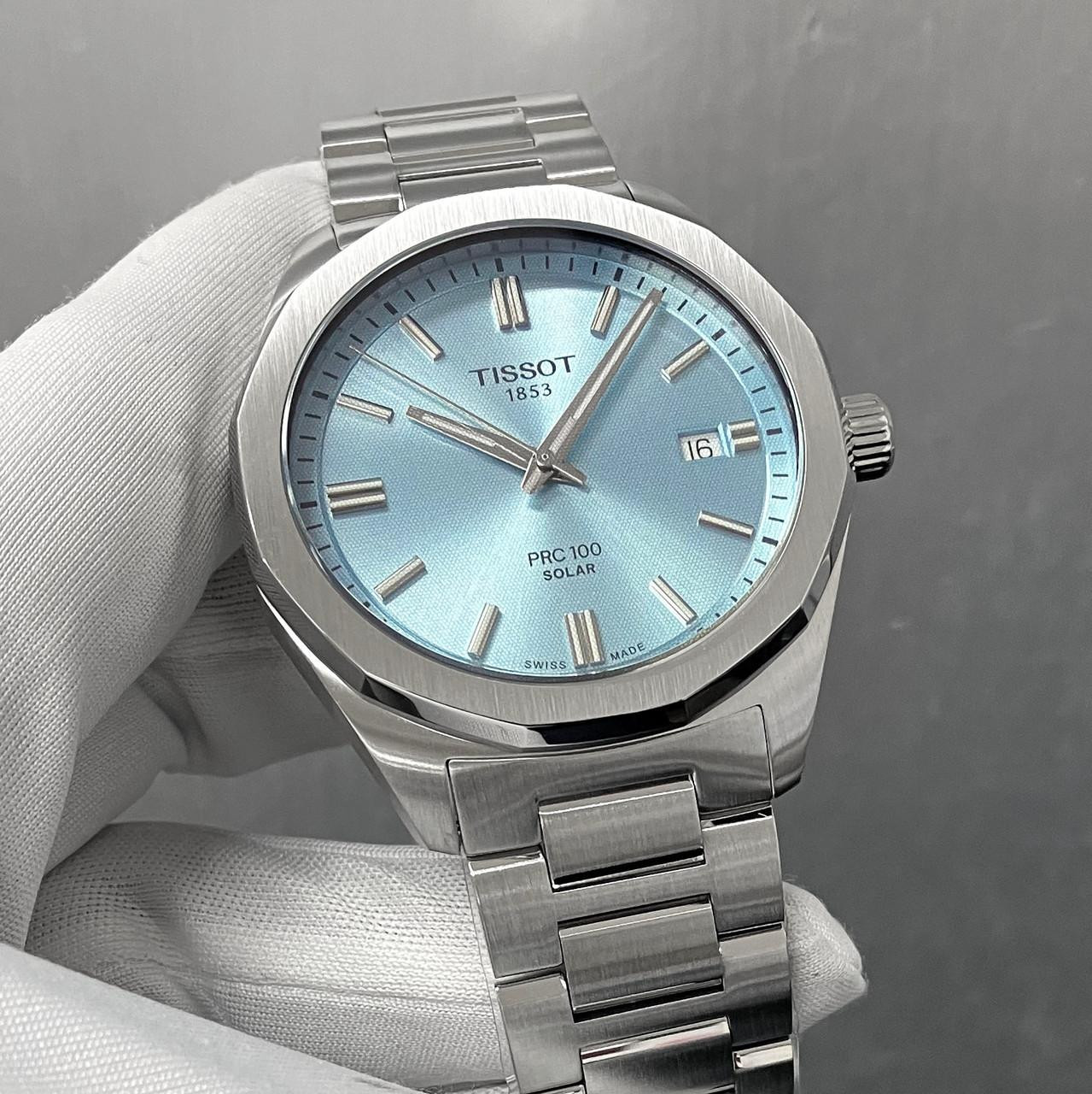 TISSOT PRC 100 Solar Quartz 39MM Ice Blue Dial Men's Watch T151