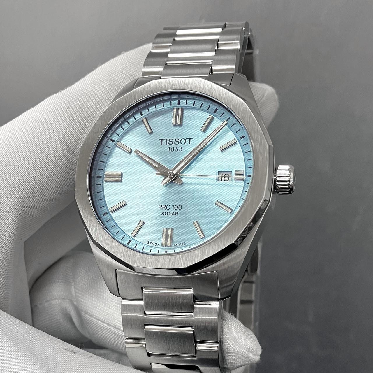 TISSOT PRC 100 Solar Quartz 39MM Ice Blue Dial Men's Watch T151