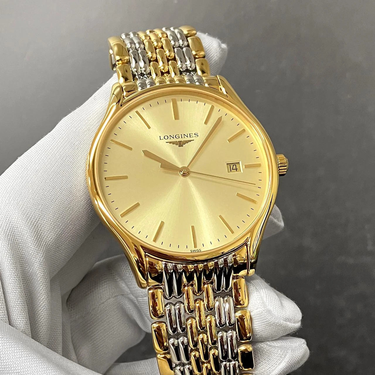 LONGINES クォーツ 腕時計 ゴールド LONGINES Lyre Quartz 38MM Champagne Dial Two-Tone Men's Watch L4