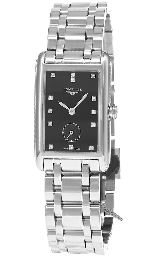 LONGINES DolceVita Quartz SS 37MM Black 13 Diamond Dial Women's Watch L5.512.4.57.6