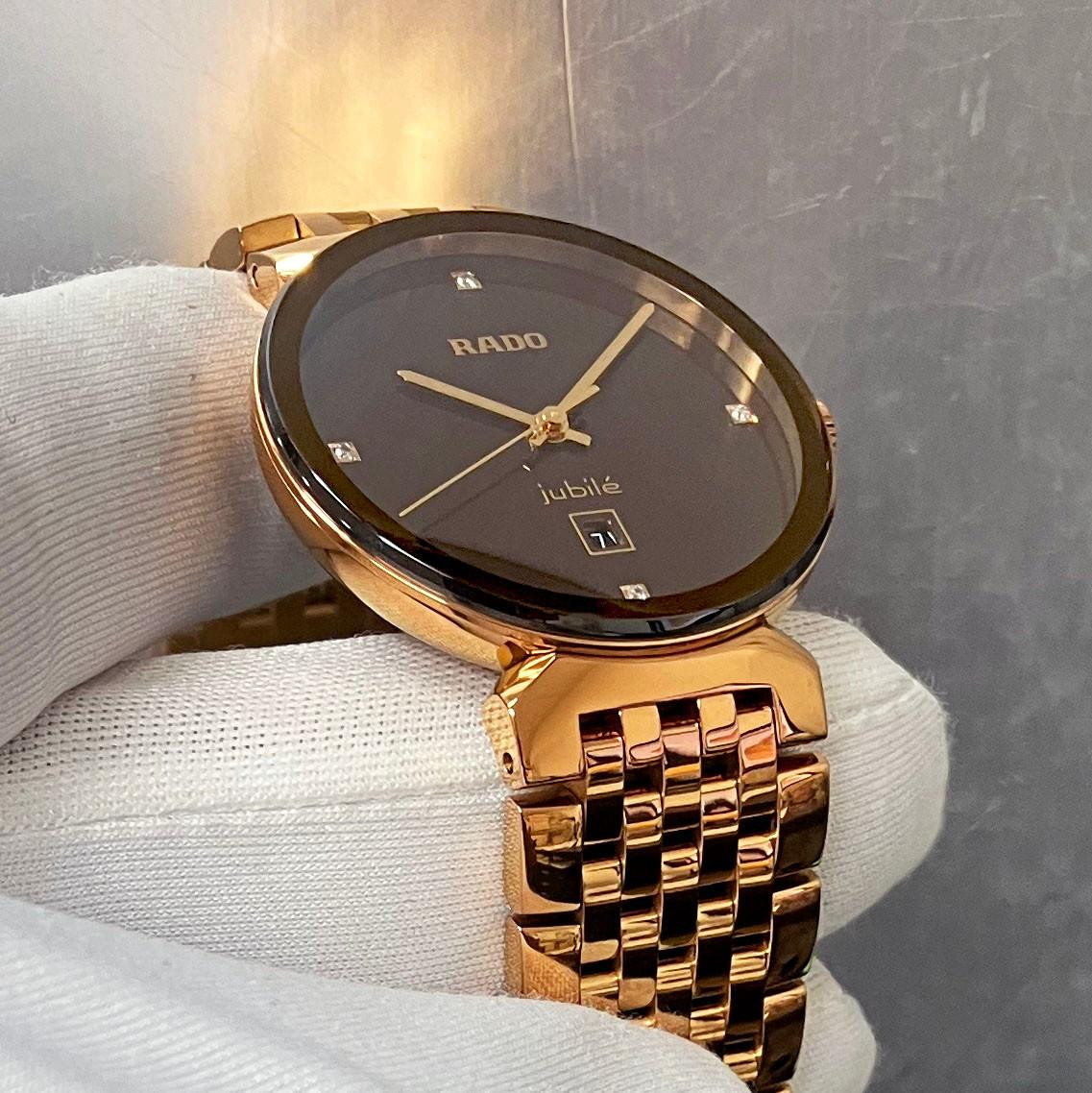 RADO Florence Quartz 38MM Black Diamond Dial Rose Gold Men's Watch