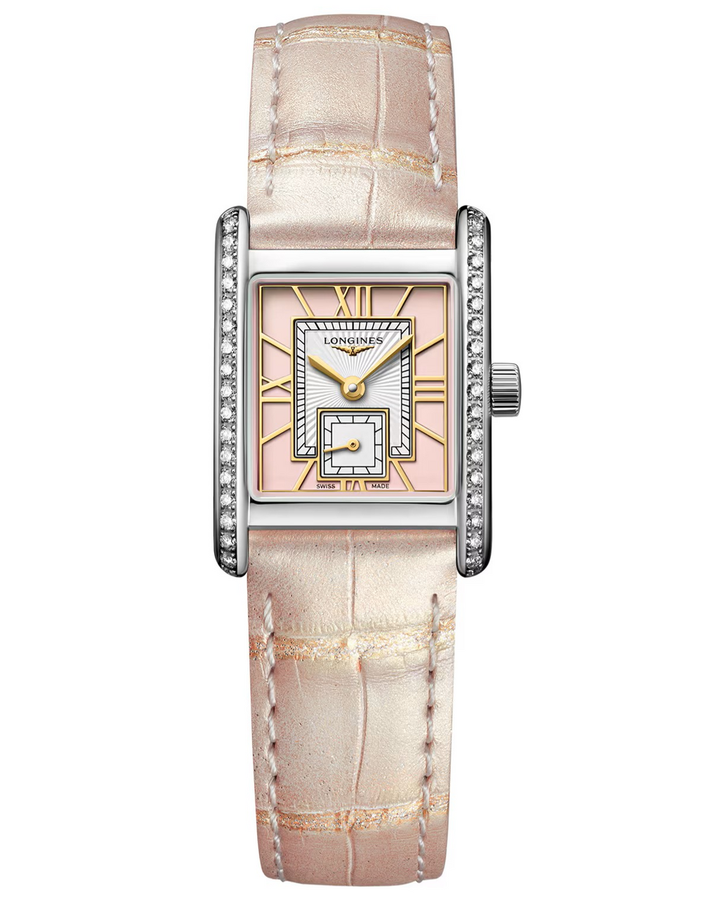 LONGINES Mini DolceVita Quartz 21.5MM Pink Dial Leather Women's Watch L5.200.0.99.2 / L52000992