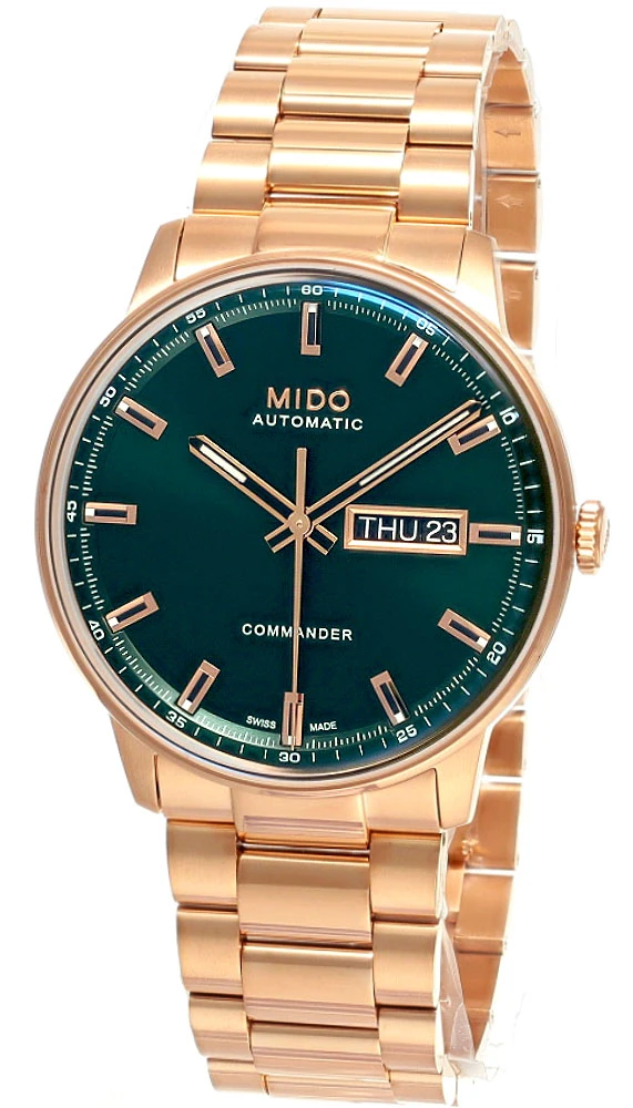 MIDO Commander Datoday Automatic 40MM Green Dial Rose Gold PVD Men's Watch M021.430.33.091.00