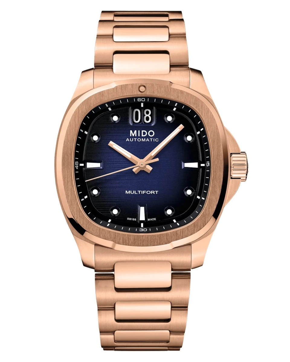 MIDO Multifort TV Big Date Auto 40MM Blue Dial Rose Gold PVD Men's Watch M049.526.33.041.00 / M0495263304100