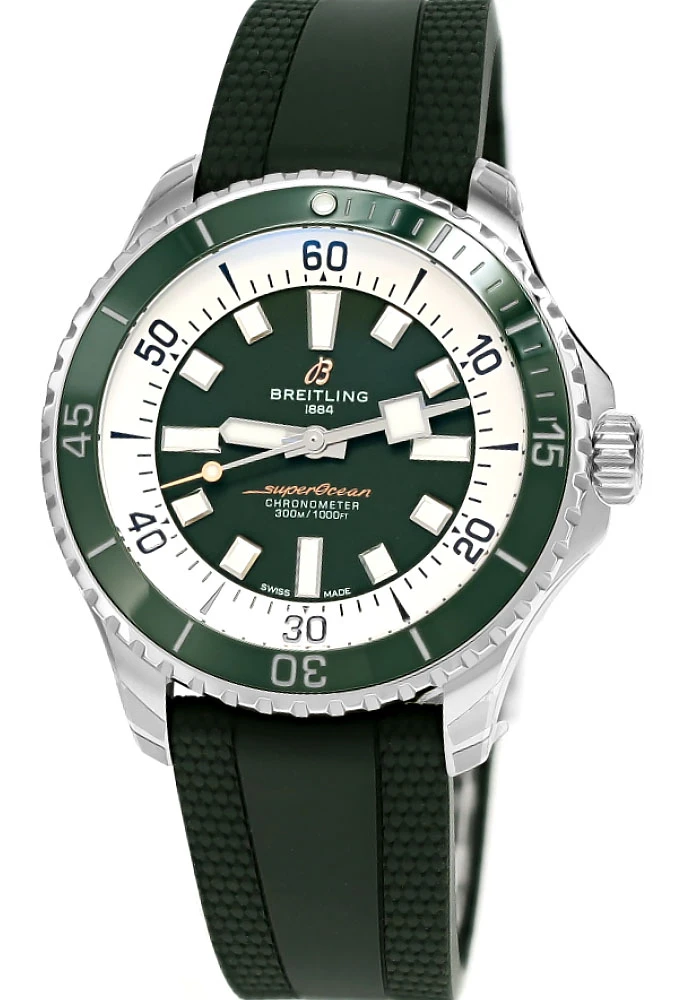 Breitling watches BREITLING Superocean Automatic 44MM Green Dial Rubber Men's Watch A17376A31L1S1