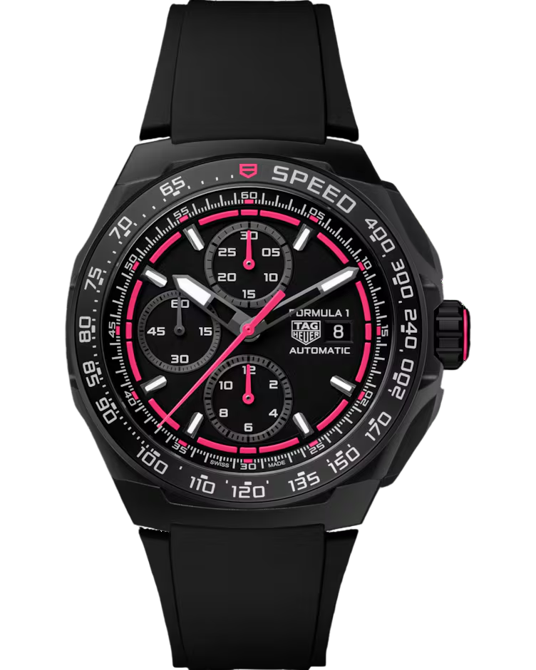 TAG HEUER Formula 1 Chronograph 44MM Black/Pink Dial Titanium Rubber Men's Watch CBZ2087.FT8107