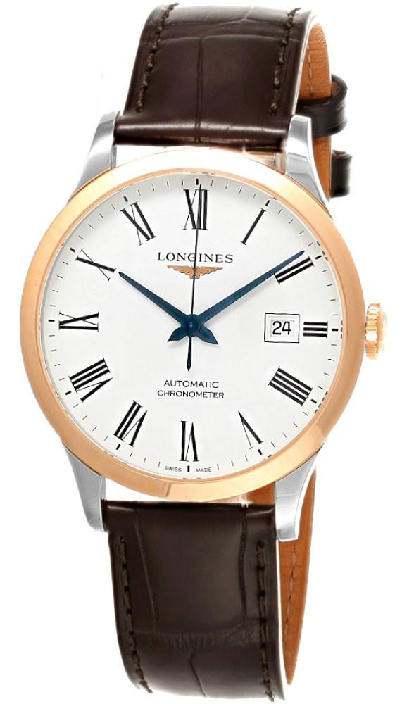 Longines watches LONGINES Record Automatic 40MM White Dial Leather Men's Watch L2.821.5.11.2 