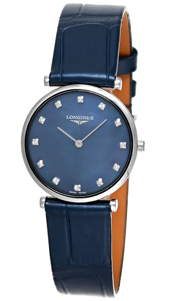 LONGINES La Grande Classique Quartz 29MM Blue MOP Diamond Dial Leather Women's Watch L4.512.4.81.2