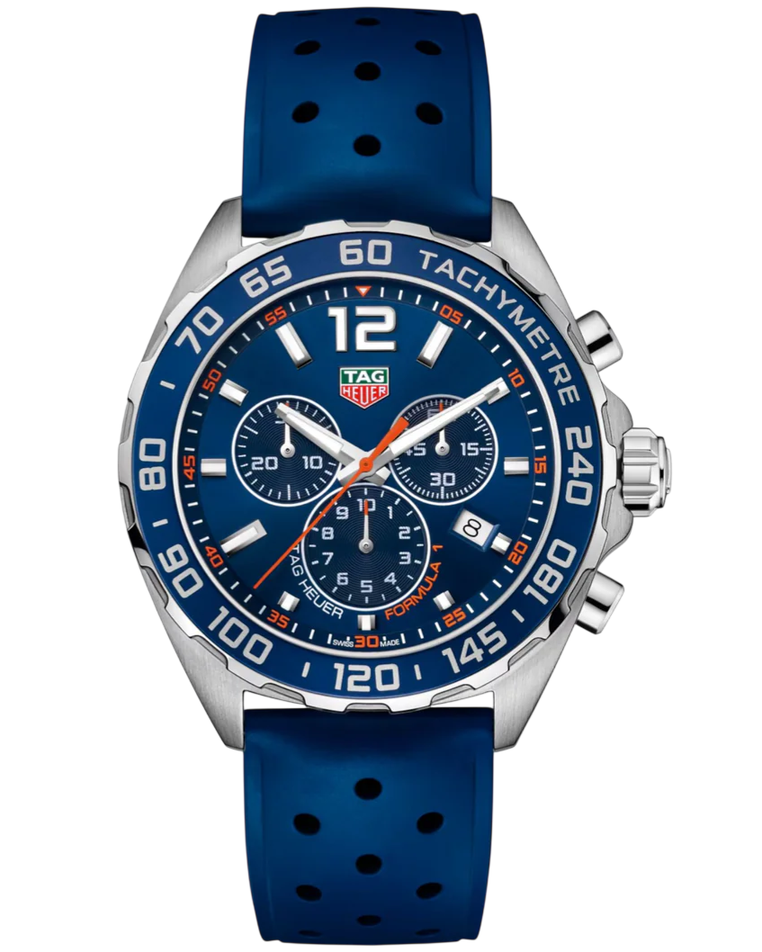 TAG HEUER Formula 1 Chronograph Quartz 43MM Blue Rubber Men's Watch CAZ1014.FT8099