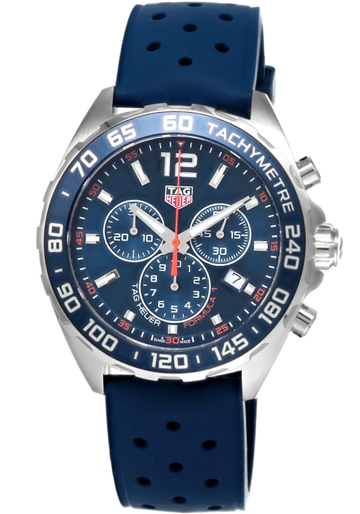 TAG HEUER Formula 1 Chronograph Quartz 43MM Blue Rubber Men's Watch CAZ1014.FT8099