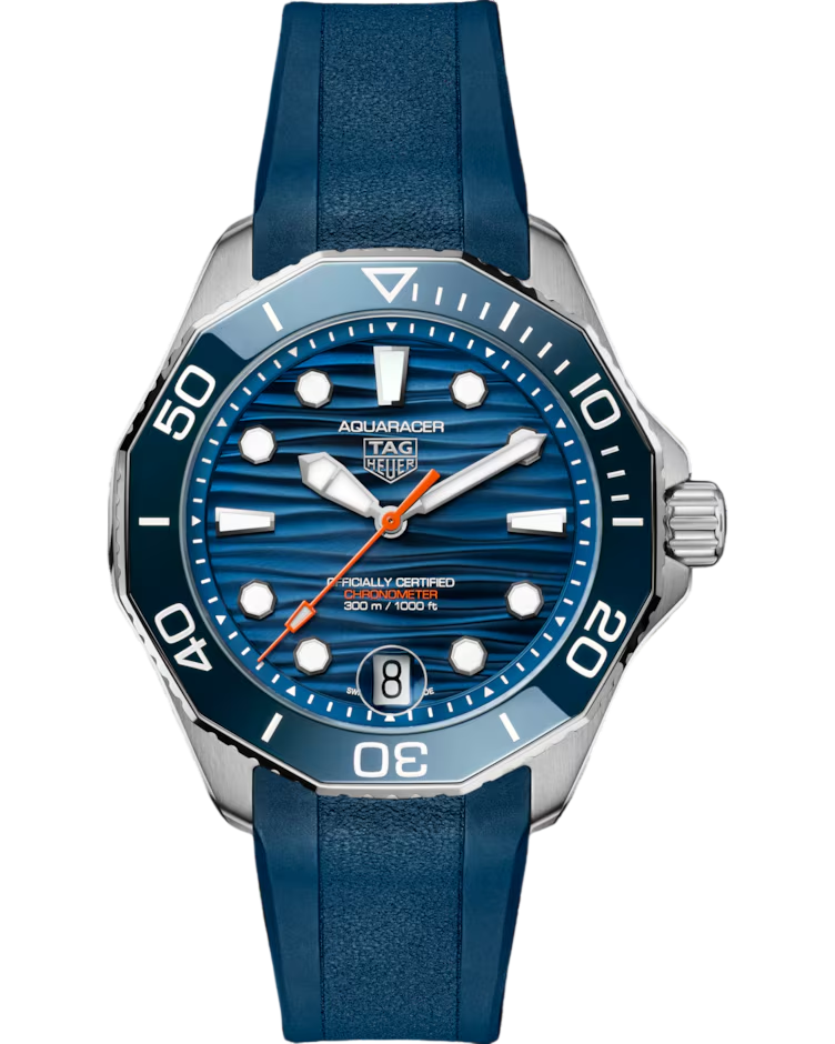 TAG HEUER Aquaracer Professional 300 Date Auto 42MM Blue Rubber Men's Watch WBP5111.FT6259