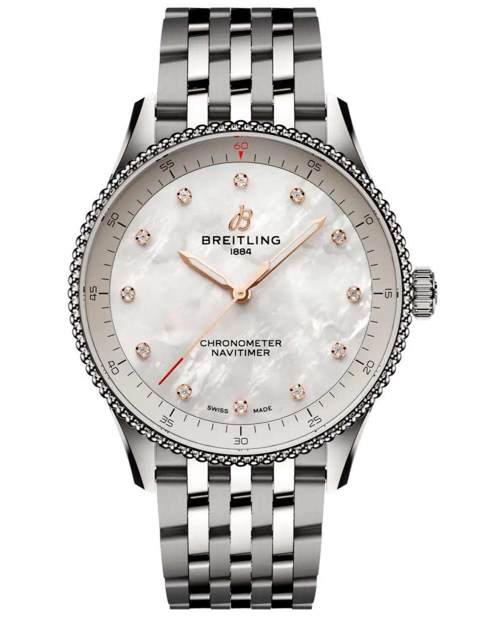 Breitling watches BREITLING Navitimer Quartz 32MM MOP Diamond Dial SS Women's Watch A77320E61A2A1 