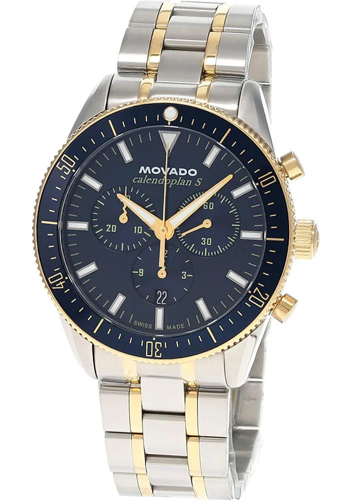 Movado watches MOVADO Heritage Calendoplan S Chronograph 42MM Navy Dial Two-Tone Men's Watch 3650126 