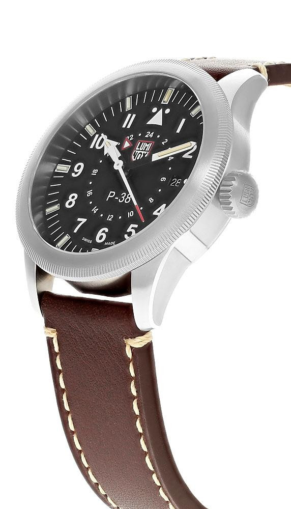 LUMINOX Air Pilot P-38 Lightning Quartz 42MM Black Dial Leather