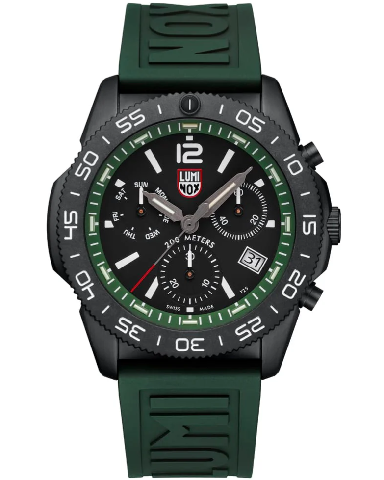LUMINOX Pacific Diver Chronograph Quartz 44MM Forest Green Rubber Men's Watch XS.3147