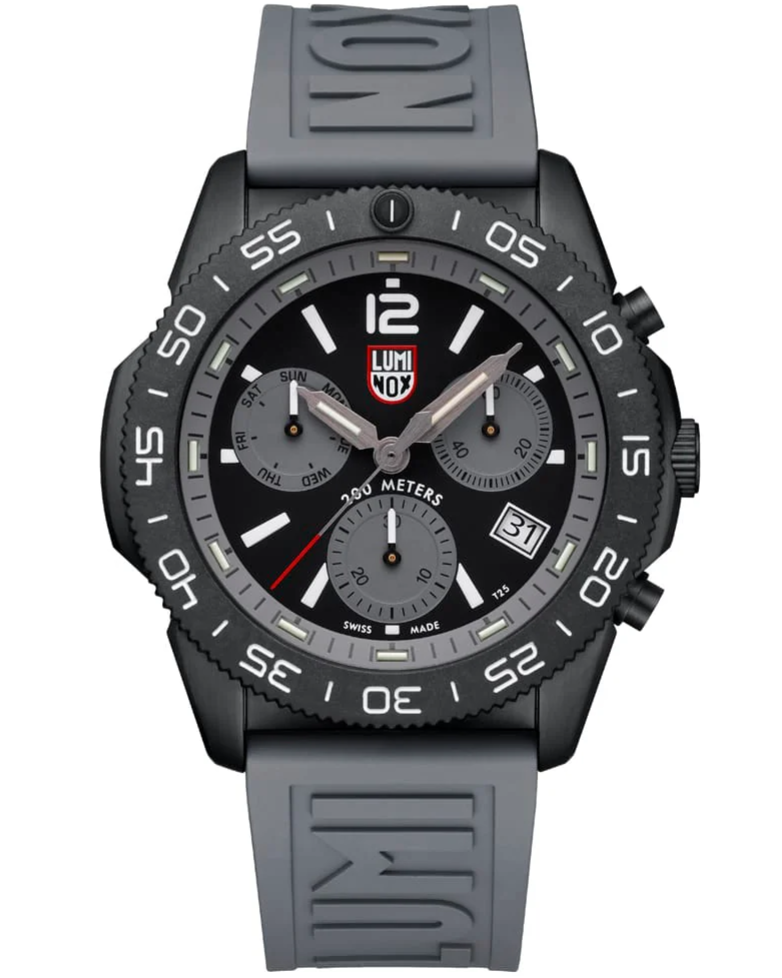 LUMINOX Pacific Diver Chronograph Quartz 44MM Graphite Grey Rubber Men's Watch XS.3148