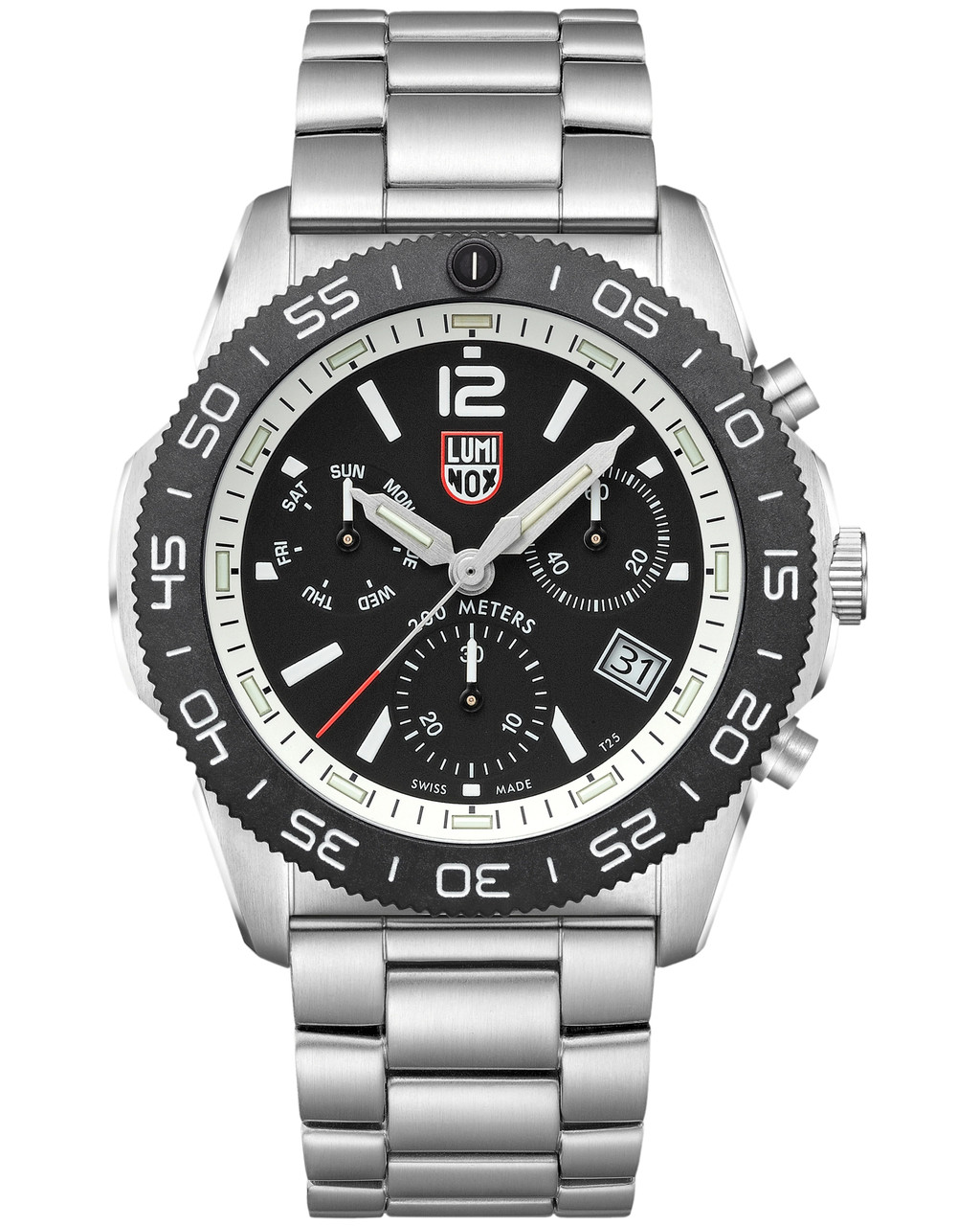LUMINOX Pacific Diver Chronograph Quartz 44MM Black Dial SS Men's Watch XS.3141.M