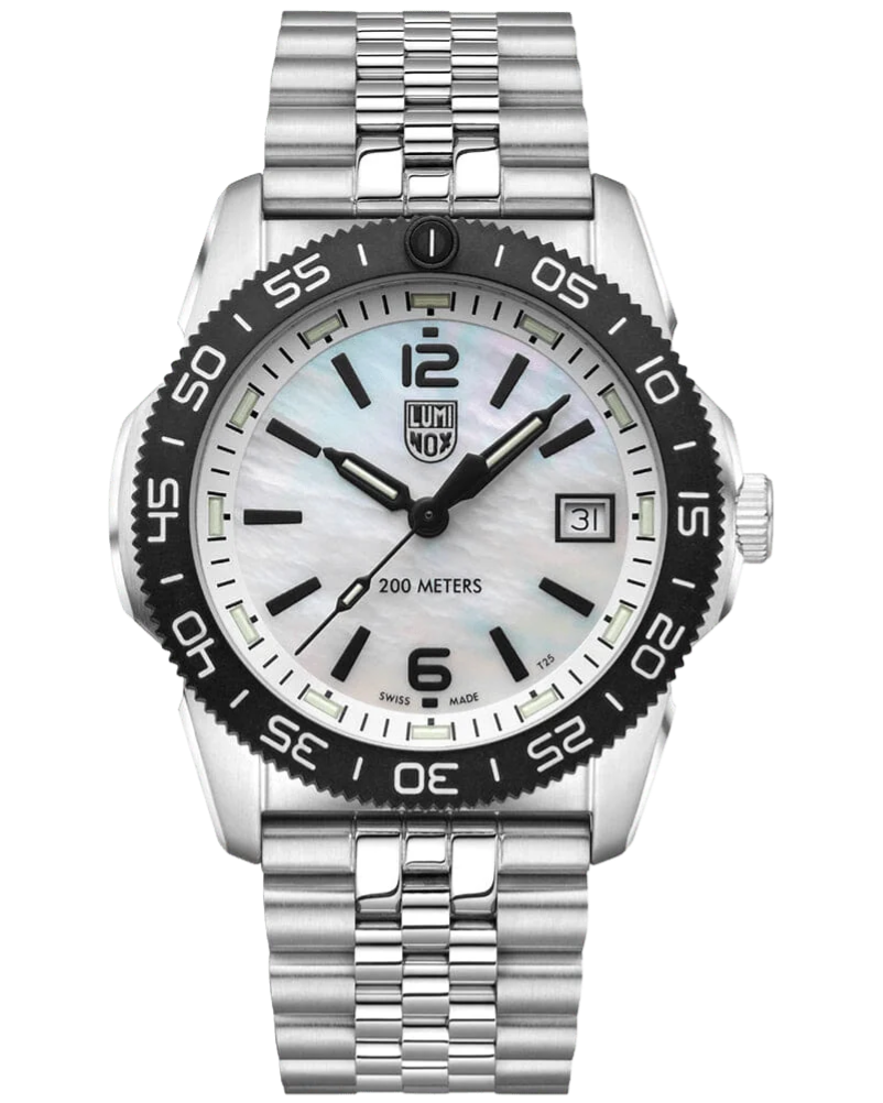 LUMINOX Pacific Diver Ripple Quartz 39MM MOP Dial SS Men's Watch XS.3126M.1