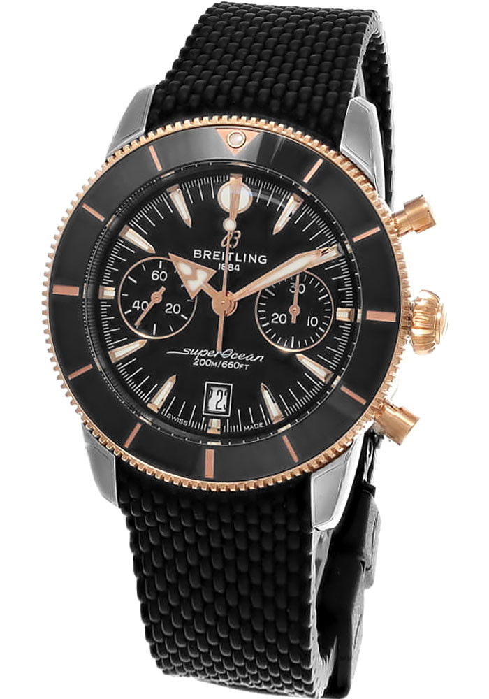 BREITLING Superocean Heritage B01 Chronograph 42MM Black Rubber Men's Watch UB0156H11B1S1