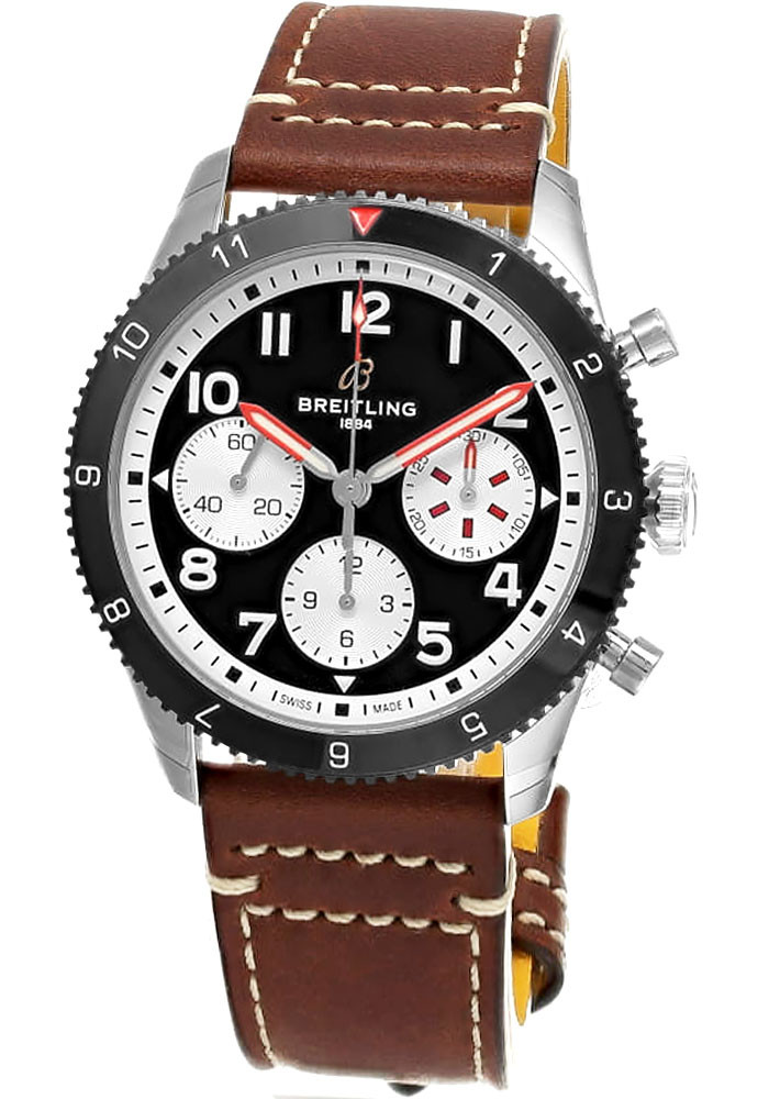 BREITLING Classic AVI Chronograph Mosquito 42MM Black Dial Leather Men's Watch Y233801A1B1X1