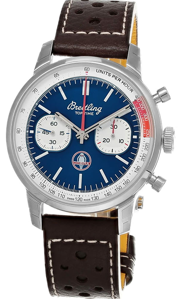 BREITLING Top Time B01 Shelby Cobra 41MM Blue Dial Leather Men's Watch AB01763A1C1X1