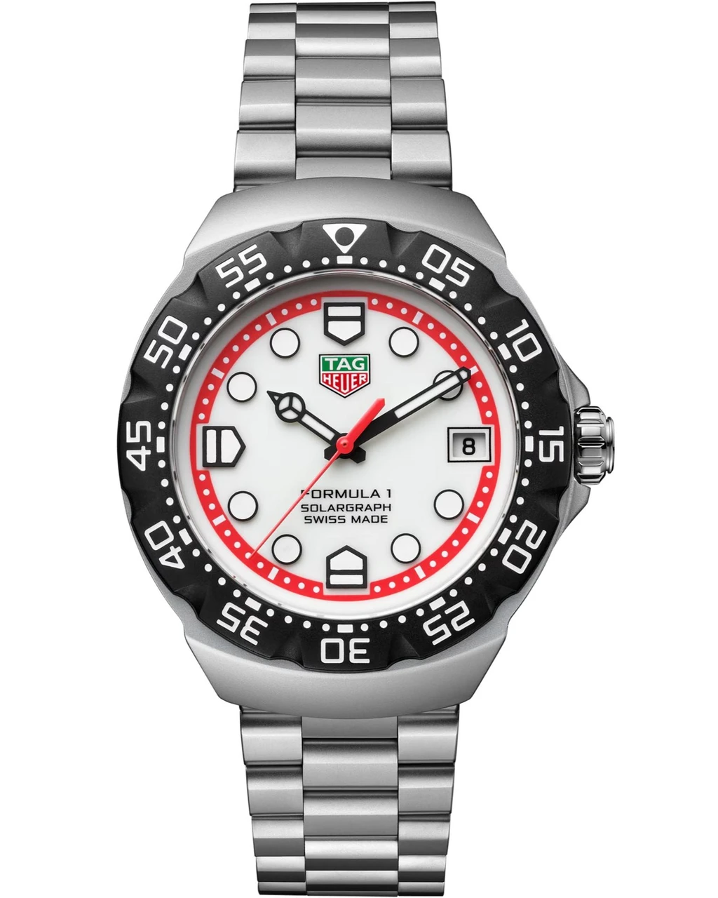 TAG Heuer Watches‎ TAG HEUER Formula 1 Solargraph Quartz 38MM White Dial Steel Men's Watch WBY1111.BA0042 