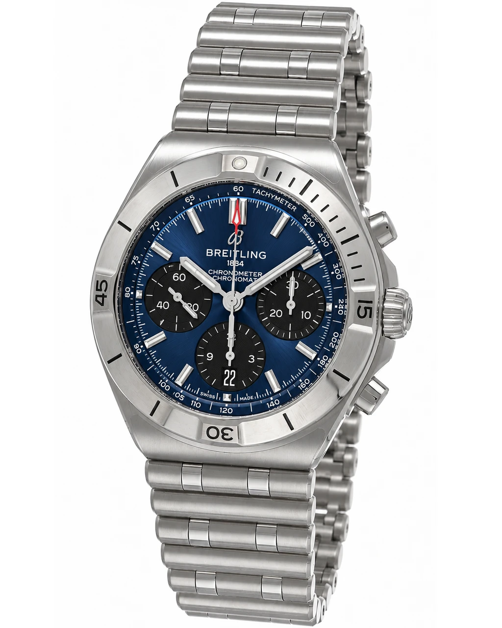 BREITLING Chronomat B01 Chronograph 42MM Blue Dial SS Men's Watch AB0158101C1A1