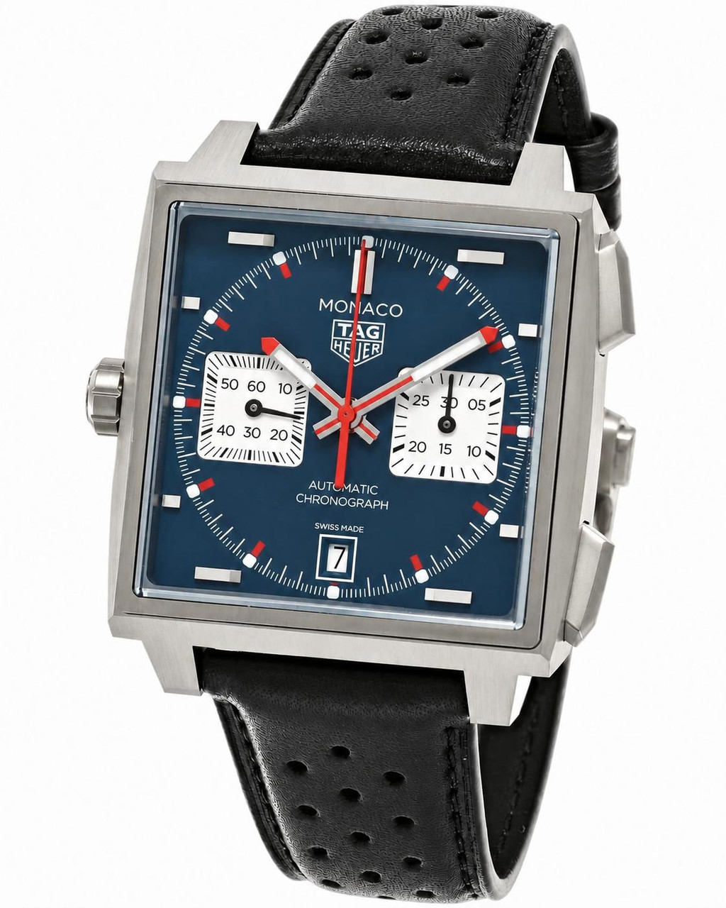 TAG Heuer Watches‎ TAG HEUER Monaco Chronograph Automatic 39MM Blue Dial Leather Men's Watch CDW2181.FC8360 