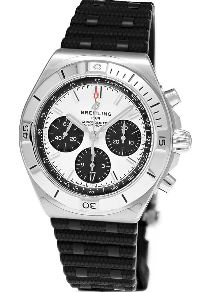 Breitling watches BREITLING Chronomat B01 Chronograph Automatic 42MM White Dial Rubber Men's Watch AB0158101A1S1 