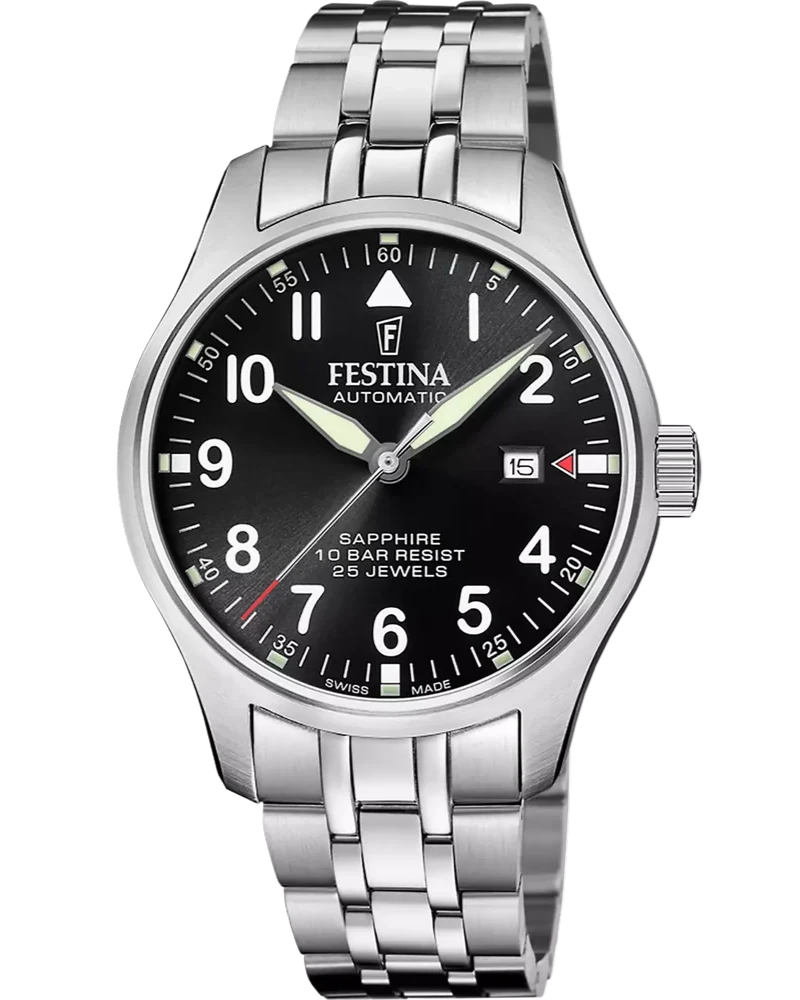 FESTINA Aviator North Chrono Automatic 43MM Black Dial SS Men's Watch F20151-D