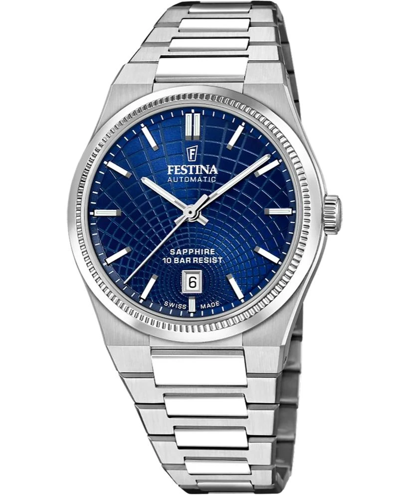 Festina FESTINA Rive Automatic 40MM Blue Dial SS Men's Watch F20083-2 