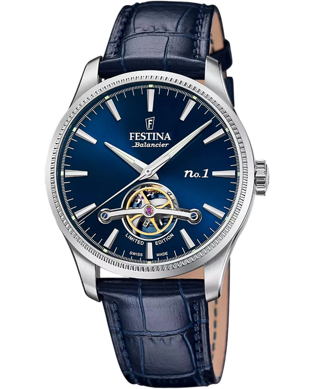 Festina FESTINA Open Heart Limited Edition Automatic 41.50MM Blue Leather Men's Watch F1902-6 