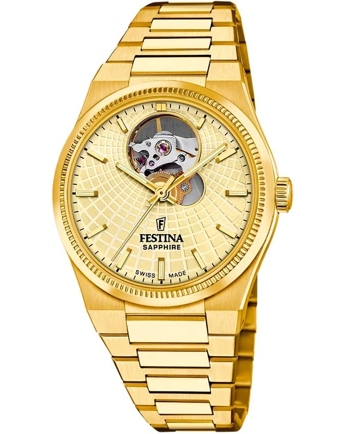 Festina FESTINA Rive Open Heart Automatic 35MM Gold SS Women's Watch F20064-2 