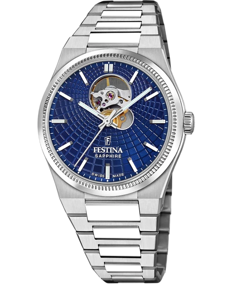 FESTINA Rive Open Heart Automatic 40MM Blue Dial SS Men's Watch F20053-2