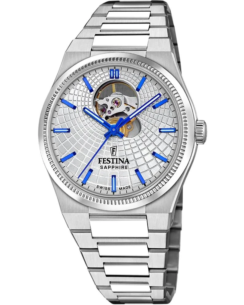 Festina FESTINA Rive Open Heart Automatic 40MM Silver Dial SS Men's Watch F20053-1 