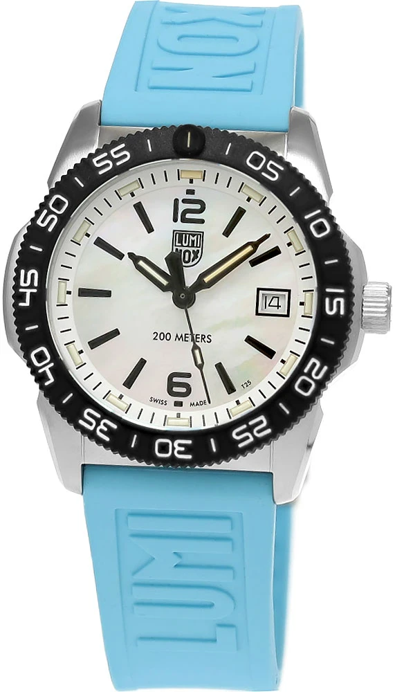 Luminox watches LUMINOX Pacific Diver Ripple Quartz 39MM White MOP Dial Rubber Men's Watch XS.3124M
