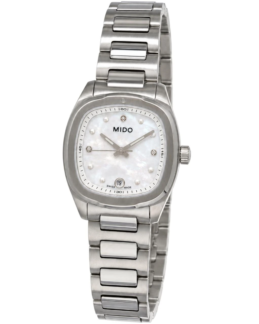 Mido Watches MIDO Multifort TV Quartz 28MM White MOP Diamond Dial SS Women's Watch M049.110.11.116.00 