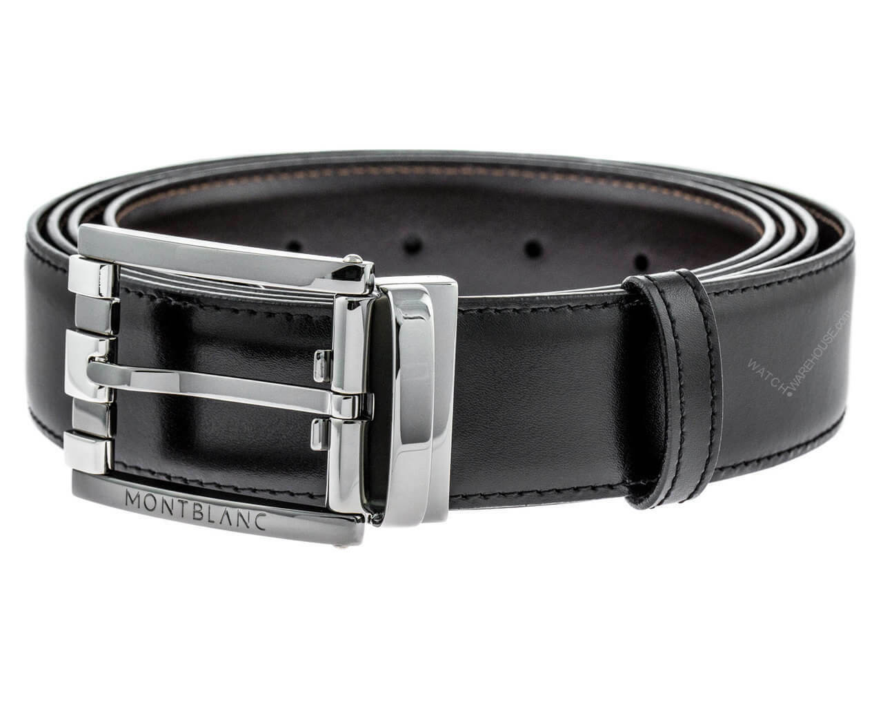 MONTBLANC Rectangular Buckle Reversible Black/Brown Leather Belt