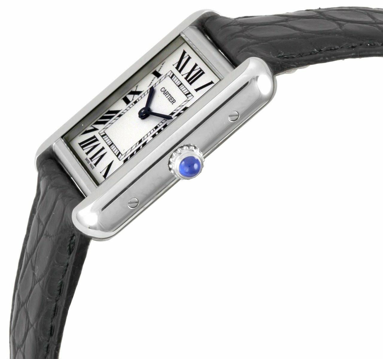 Cartier Tank Solo SM Silver Dial SS Leather Quartz Stainless Steel Watch Cartier Stainless Steel Quartz Tank Solo. Unisex Large size  main image 2