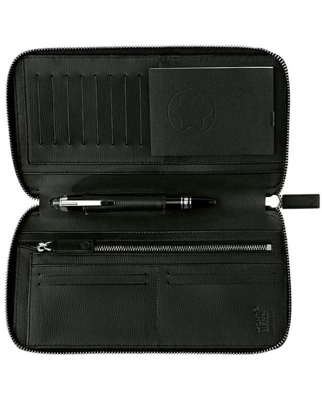 MONTBLANC Westside 12cc Zip Black Leather Travel Wallet 107356