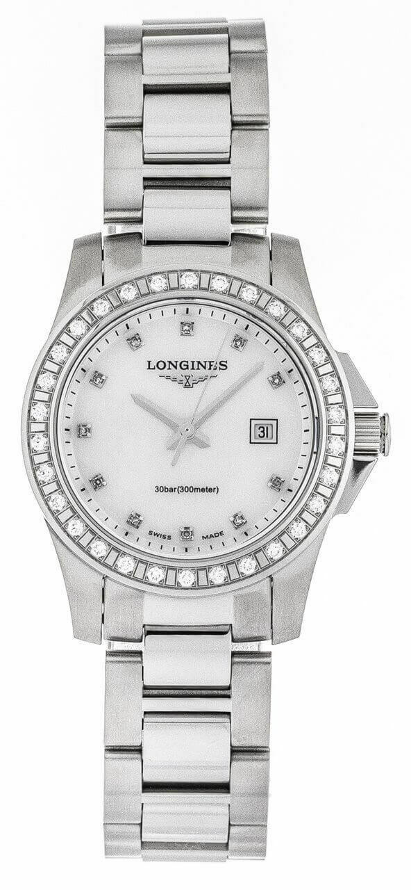 LONGINES Conquest 29MM Quartz Mother of Pearl Diamond Watch