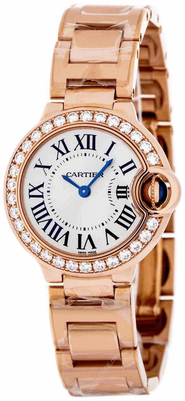 WE9002Z3 Cartier Ballon Bleu 29mm Diamond 18K Rose Gold Women's Watch