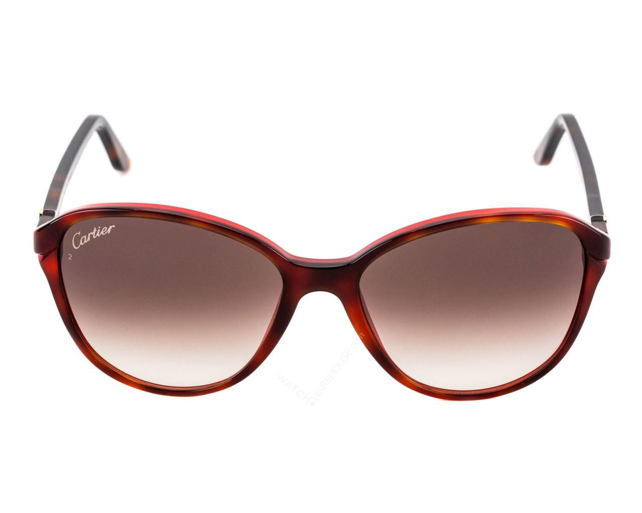 Eyewear Brands CARTIER Double C-Decor Tortoiseshell Effect Women's Sunglasses ESW00110 Eyewear Brands CARTIER Double C-Decor Tortoiseshell Effect Women's Sunglasses ESW00110