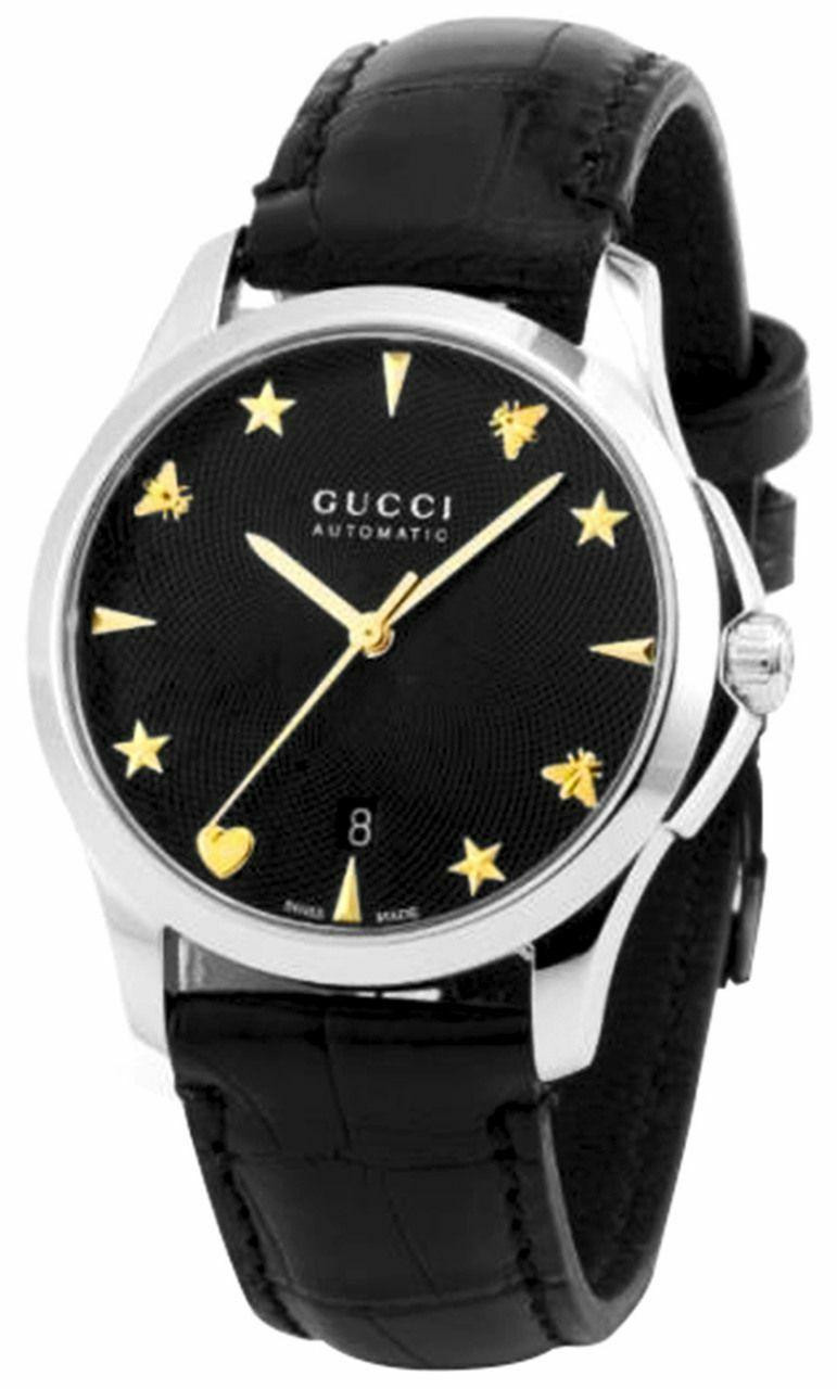 GUCCI G-Timeless BLK Bee Star Dial BLK Leather Unisex Watch