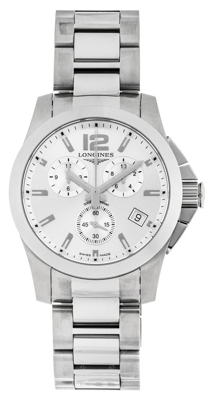 LONGINES Conquest 41MM Quartz Chronograph SS Men's Watch L3