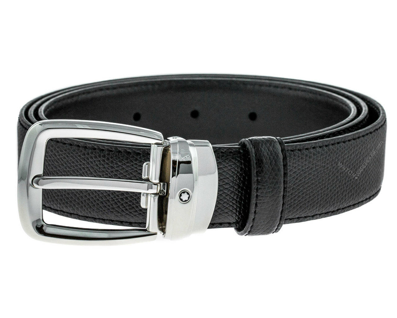 専用　 PIN BUCKLE BELT MONTBLANC Trapeze Steel Pin Buckle Black Leather Men's Belt 114387